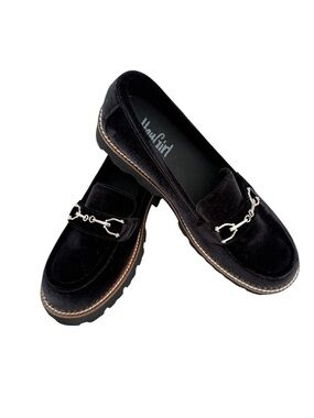 NWOB Hey Girl By Korkys Brownie Point Black Velvet Lug Sole Loafers Size 8